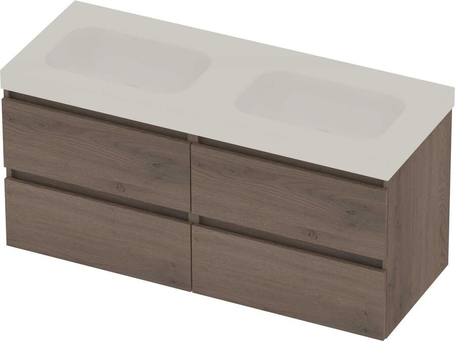 Basic-Line Moby 46 Badmeubelset Polystone 120x46x58 cm M46gwedo2x600 Dusk Oak Glans Wit