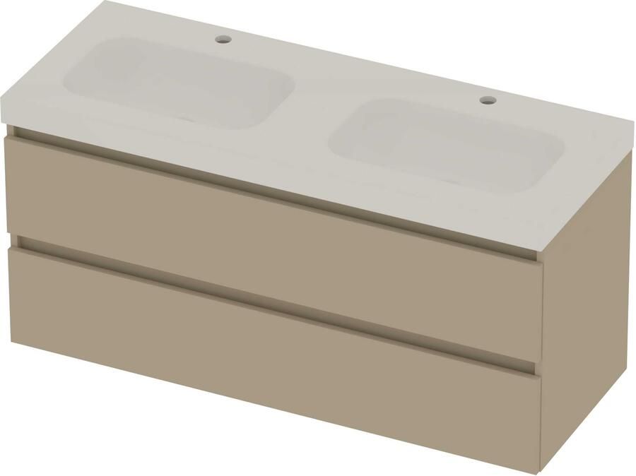 Basic-Line Moby 46 Badmeubelset Polystone 120x46x58 cm M46GWEMB120D2 Mat Beige Glans Wit