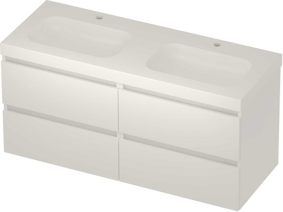 Basic-Line Moby 46 Badmeubelset Polystone 120x46x58 cm M46gwemw2x602 Mat White Glans Wit