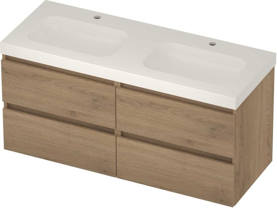 Basic-Line Moby 46 Badmeubelset Polystone 120x46x58 cm M46gwepo2x602 Pure Oak Glans Wit