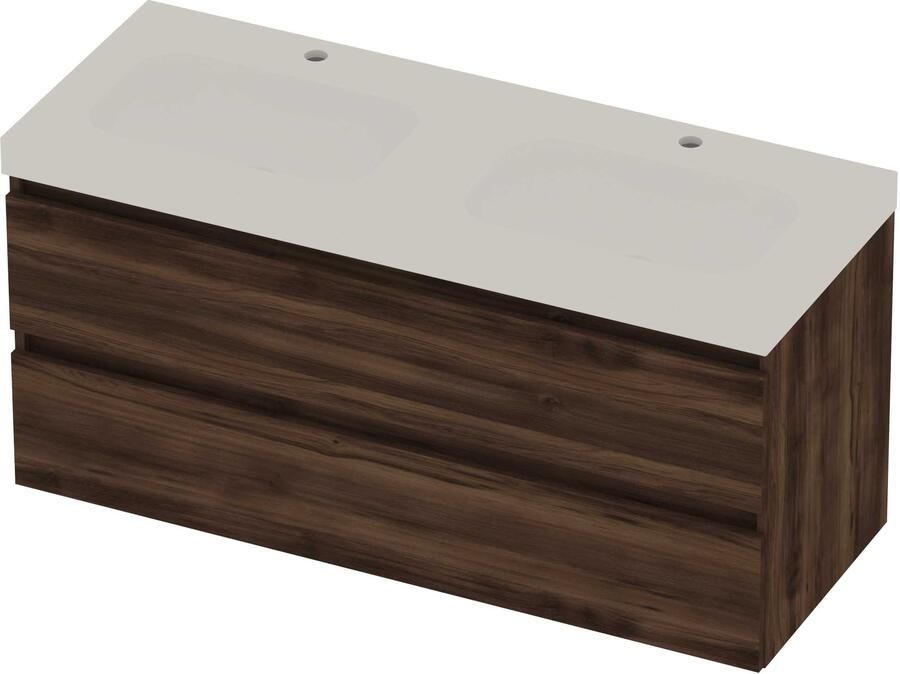 Basic-Line Moby 46 Badmeubelset Polystone 120x46x58 cm M46MWEBA120D2 Barista Oak Mat Wit