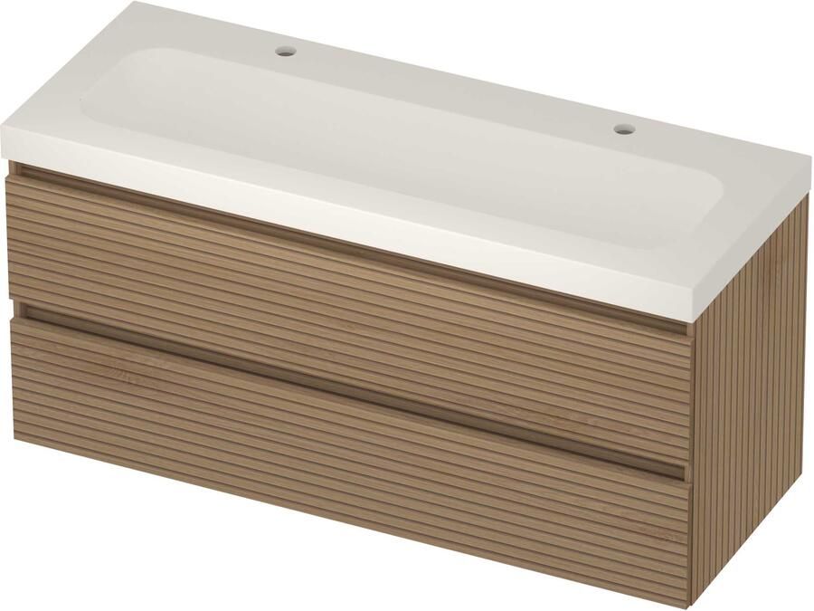 Basic-Line Moby 46 Badmeubelset Polystone 120x46x58 cm M46MWELO1202 Lamello Oak Mat Wit
