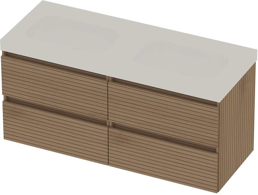 Basic-Line Moby 46 Badmeubelset Polystone 120x46x58 cm M46mwelo2x600 Lamello Oak Mat Wit