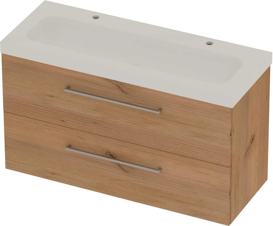 Basic-Line Moby 46 Badmeubelset Polystone 120x46x66 cm M46GWDWO1202 Whisky Oak Glans Wit