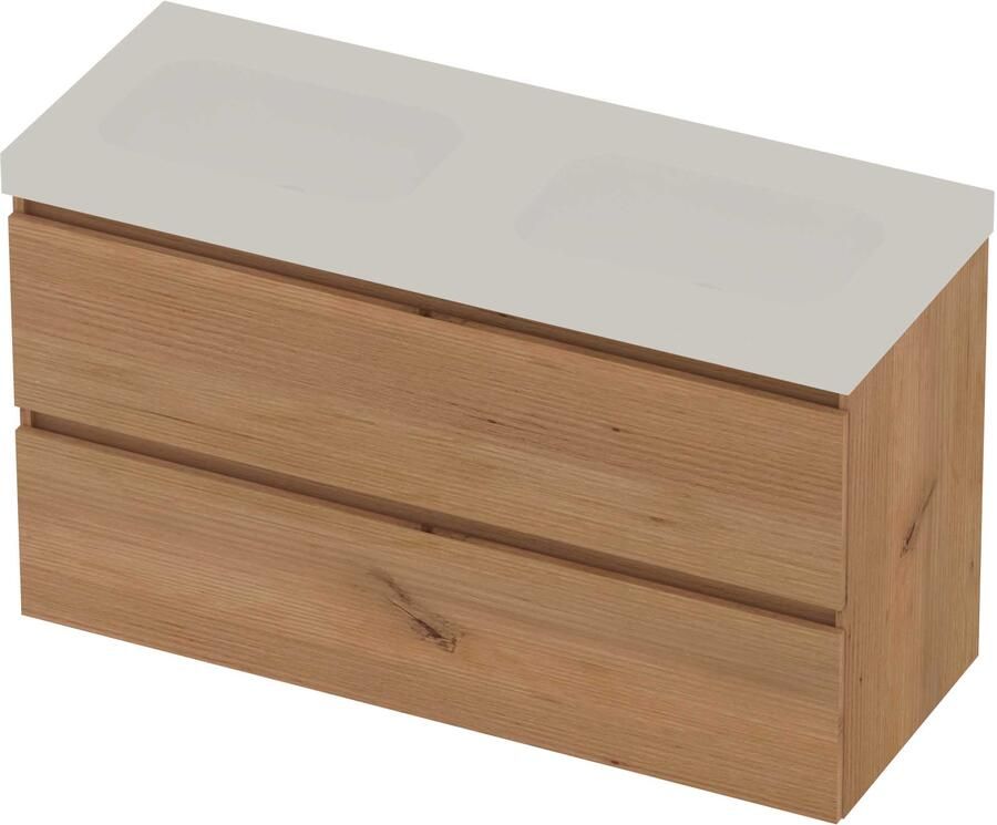 Basic-Line Moby 46 Badmeubelset Polystone 120x46x66 cm M46MWCWO120D0 Whisky Oak Mat Wit