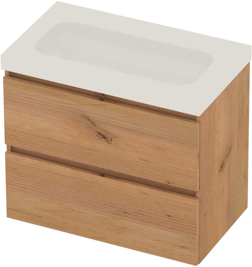 Basic-Line Moby 46 Badmeubelset Polystone 80x46x66 cm Whisky Oak Glans Wit