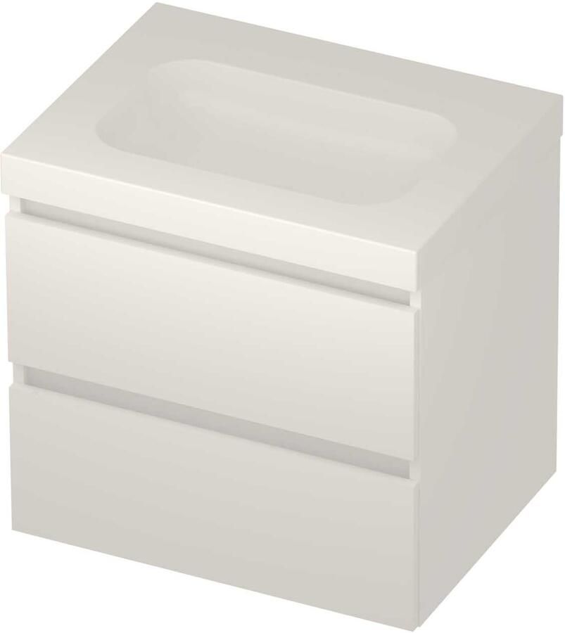 Basic-Line Moby 46 Badmeubelset Polystone Zonder Kraangat 60x46x58 cm Mat White Glans Wit