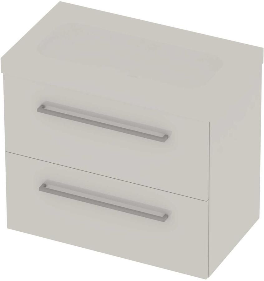 Basic-Line Moby 46 Badmeubelset Polystone Zonder Kraangat 80x46x66 cm Ice White Mat Wit