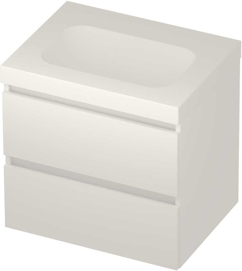 Basic-Line Moby 46 Badmeubelset Polystone Zonder Kraangat Greeploos 60x46x58 cm Mat White Mat Wit
