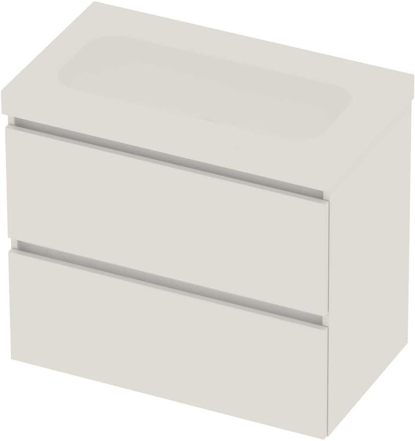 Basic-Line Moby 46 Badmeubelset Polystone Zonder Kraangat Greeploos 80x46x66 cm Ice White Mat Wit