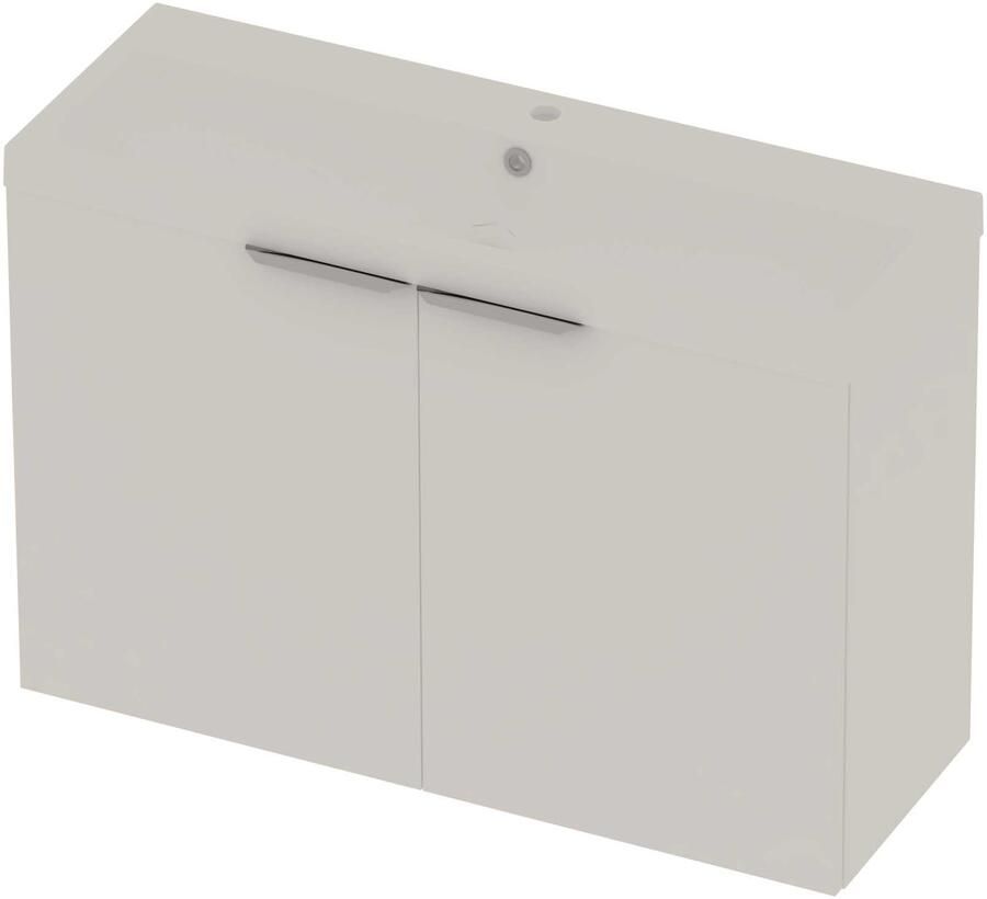 Basic-Line Pretty 36 Badmeubelset Polystone 1 Kraangat Voor Grepen 100x36x70 cm Mat White Mat Wit