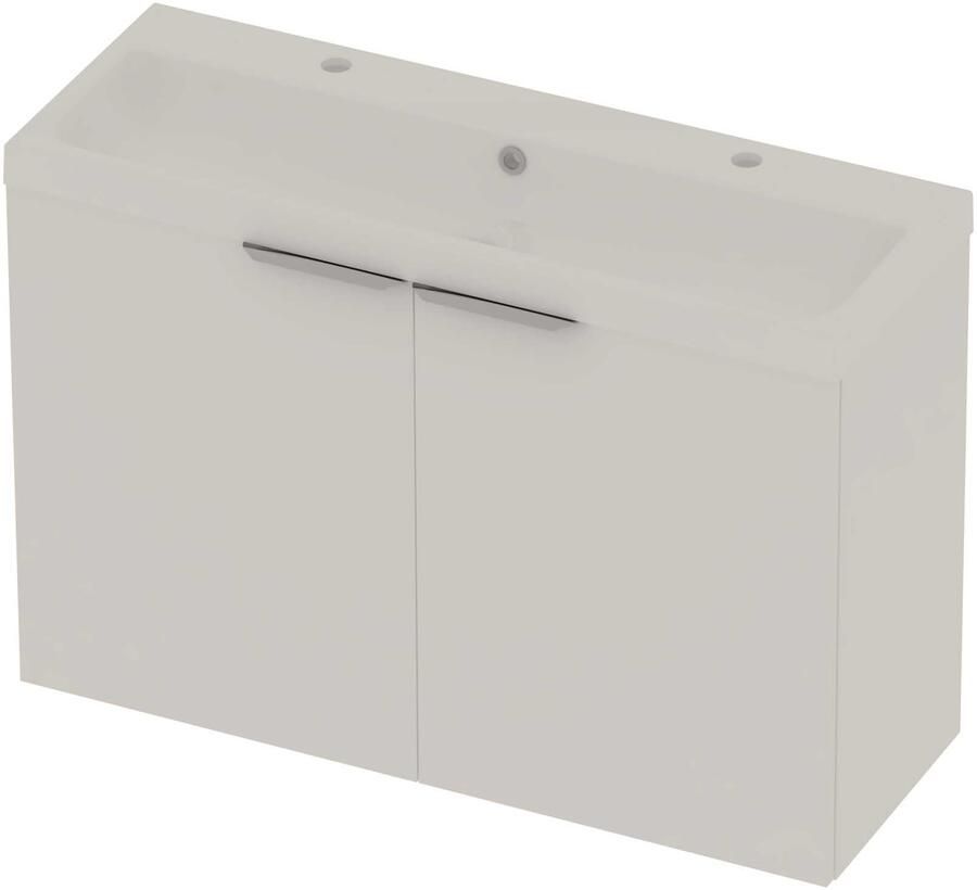 Basic-Line Pretty 36 Badmeubelset Polystone 2 Kraangaten 100x36x70 cm Mat White Glans Wit