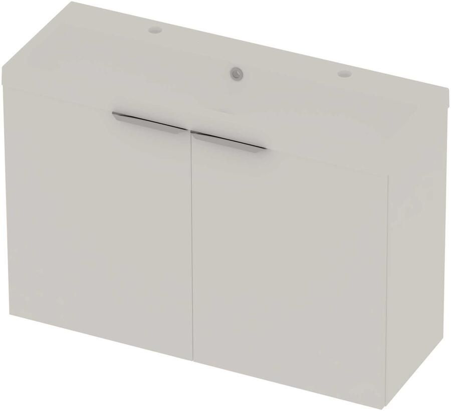 Basic-Line Pretty 36 Badmeubelset Polystone 2 Kraangaten 100x36x70 cm Mat White Mat Wit