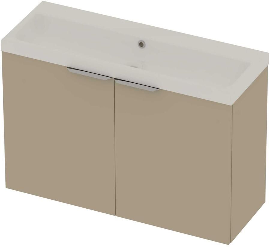 Basic-Line Pretty 36 Badmeubelset Polystone Zonder Kraangat 100x36x70 cm Mat Beige Glans Wit