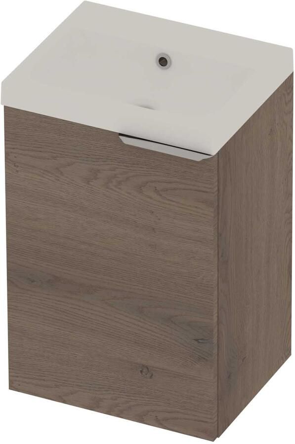 Basic-Line Pretty 36 Badmeubelset Polystone Zonder Kraangat 45x36x70 cm Dusk Oak Mat Wit
