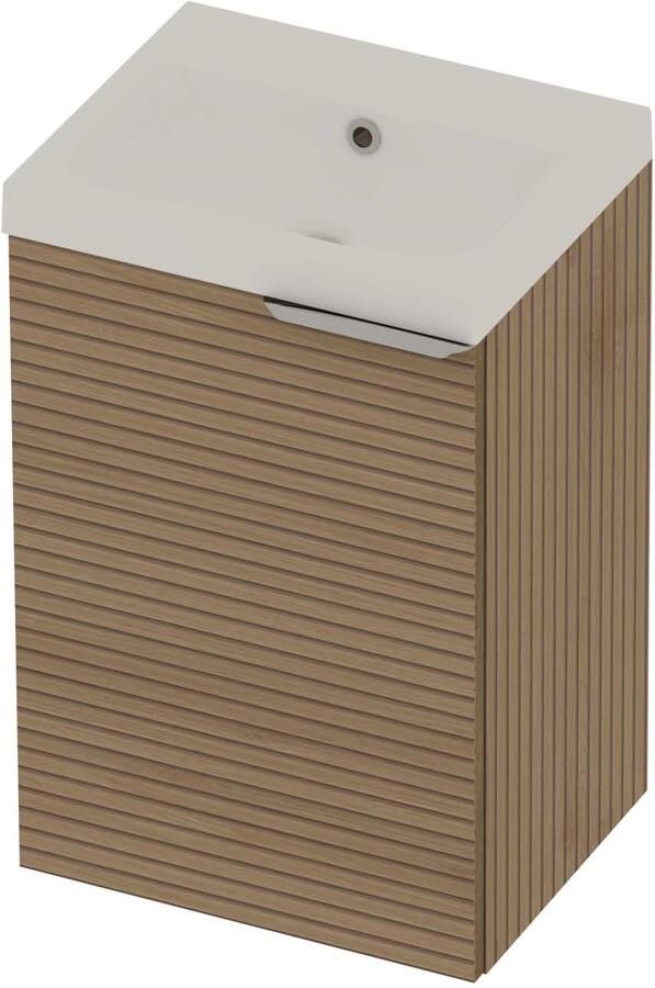 Basic-Line Pretty 36 Badmeubelset Polystone Zonder Kraangat 45x36x70 cm Lamello Oak Mat Wit