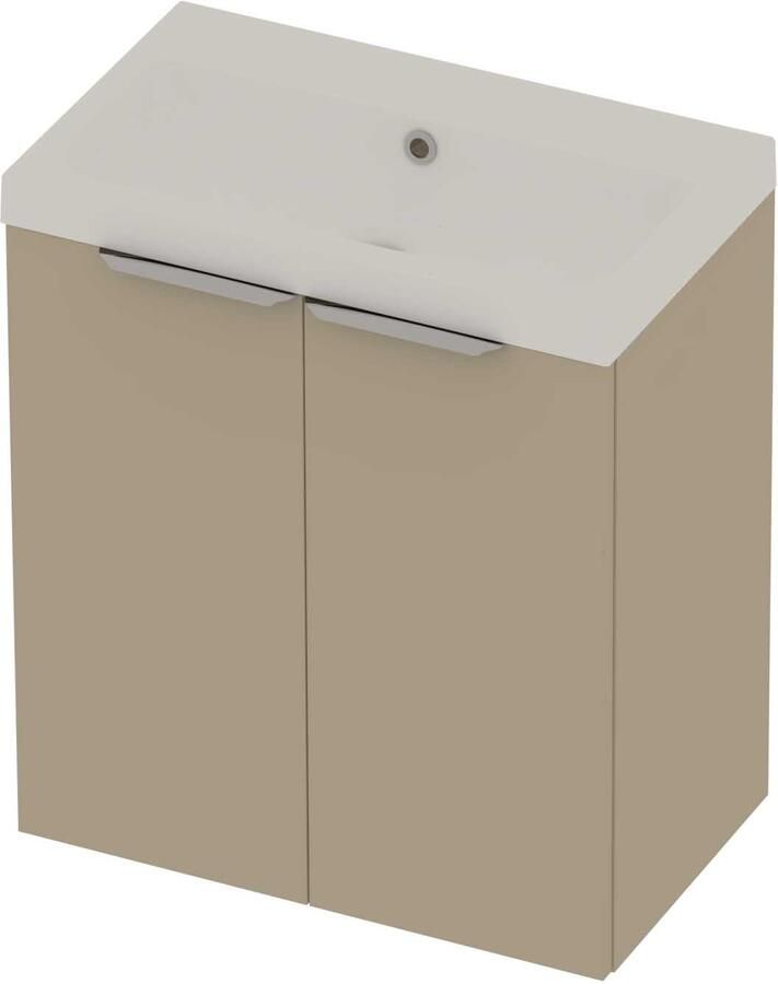 Basic-Line Pretty 36 Badmeubelset Polystone Zonder Kraangat 60x36x70 cm Mat Beige Mat Wit