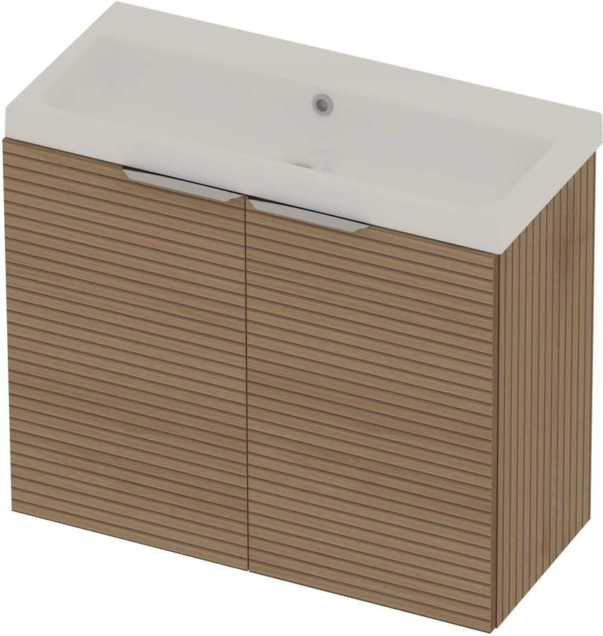 Basic-Line Pretty 36 Badmeubelset Polystone Zonder Kraangat 80x36x70 cm Lamello Oak Glans Wit