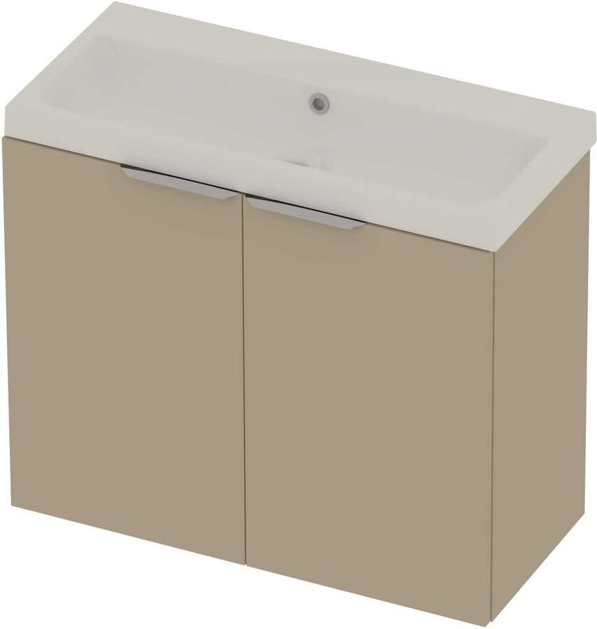 Basic-Line Pretty 36 Badmeubelset Polystone Zonder Kraangat 80x36x70 cm Mat Beige Glans Wit