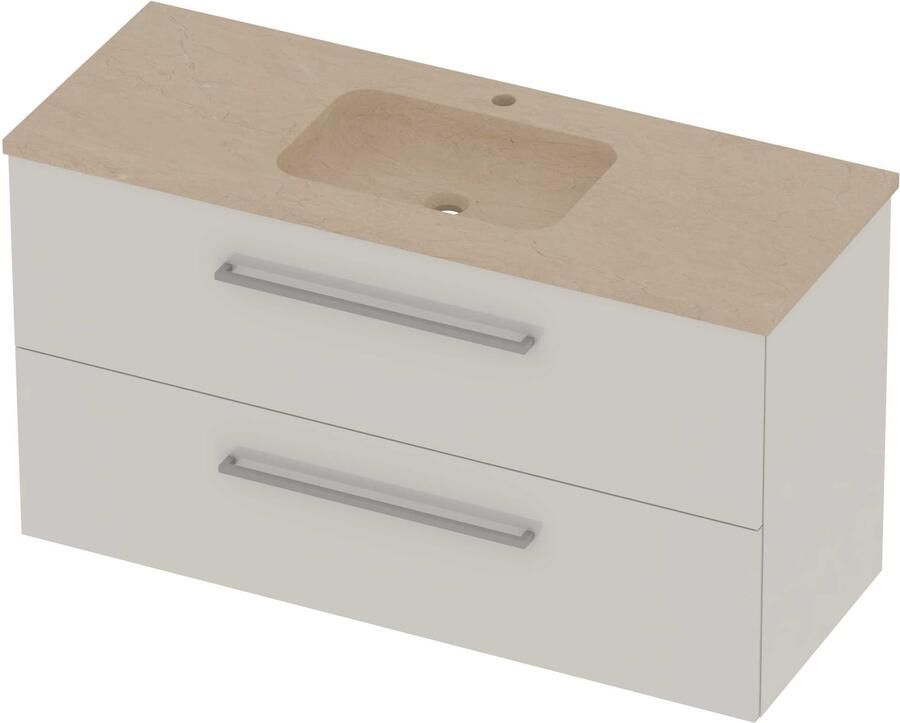 Basic-Line Rocky 46 Badmeubelset Hardsteen 1 Kraangat 120x46x62 cm Ice White Sand Stone