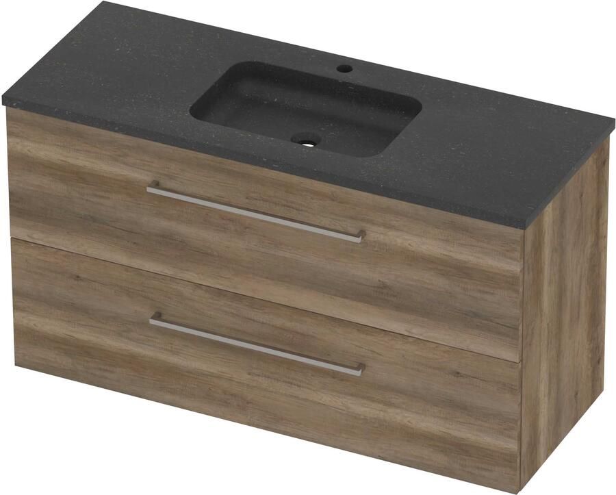 Basic-Line Rocky 46 Badmeubelset Hardsteen 1 Kraangat 120x46x62 cm Scotch Oak Blue Stone