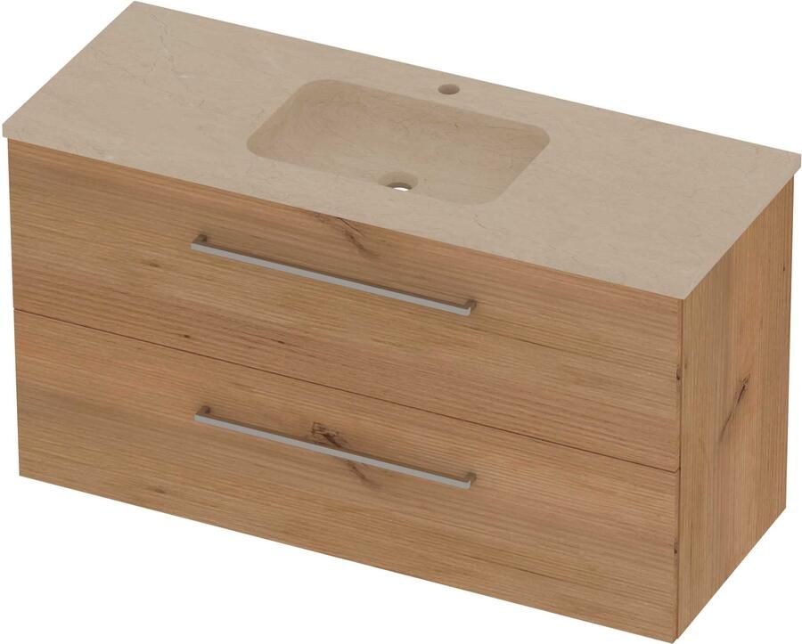 Basic-Line Rocky 46 Badmeubelset Hardsteen 1 Kraangat 120x46x62 cm Whisky Oak Sand Stone