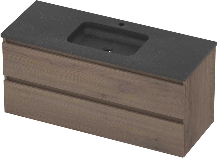 Basic-Line Rocky 46 Badmeubelset Hardsteen 1 Kraangat Greeploos 120x46x54 cm Dusk Oak Blue Stone
