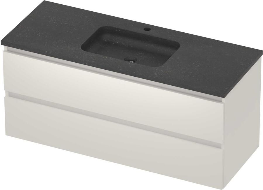 Basic-Line Rocky 46 Badmeubelset Hardsteen 1 Kraangat Greeploos 120x46x54 cm Mat White Blue Stone