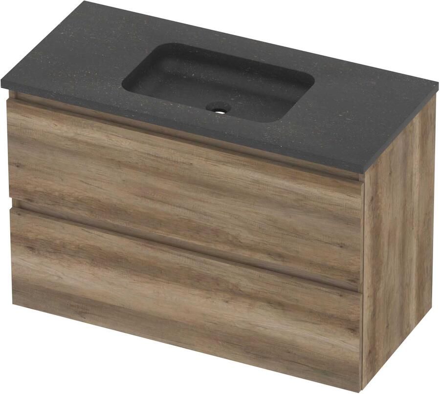 Basic-Line Rocky 46 Badmeubelset Hardsteen 100x46x62 cm Scotch Oak Blue Stone