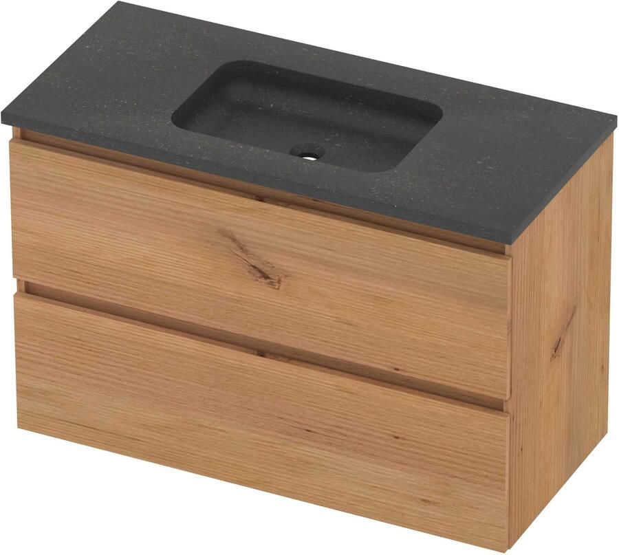 Basic-Line Rocky 46 Badmeubelset Hardsteen 100x46x62 cm Whisky Oak Blue Stone
