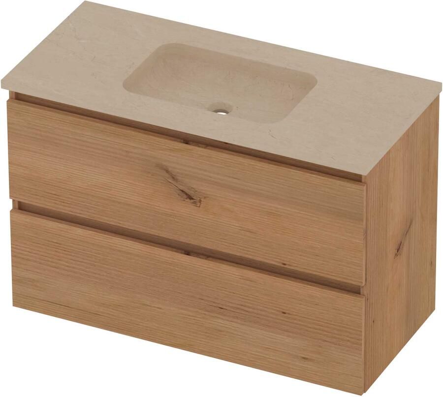 Basic-Line Rocky 46 Badmeubelset Hardsteen 100x46x62 cm Whisky Oak Sand Stone