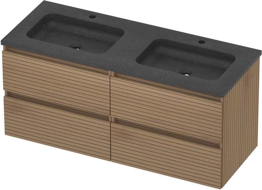 Basic-Line Rocky 46 Badmeubelset Hardsteen 120x46x54 cm R46bselo2x602 Lamello Oak Blue Stone