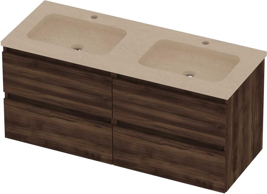 Basic-Line Rocky 46 Badmeubelset Hardsteen 120x46x54 cm R46sseba2x602 Barista Oak Sand Stone