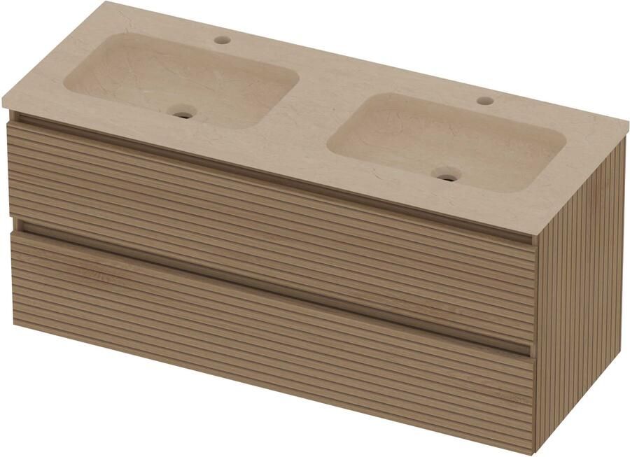 Basic-Line Rocky 46 Badmeubelset Hardsteen 120x46x54 cm R46SSELO120D2 Lamello Oak Sand Stone