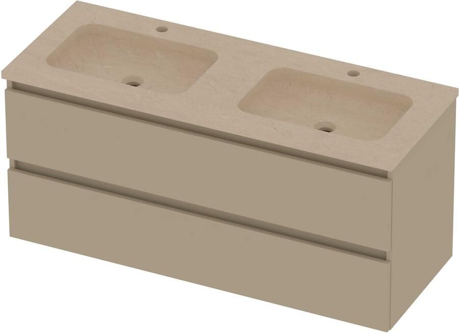 Basic-Line Rocky 46 Badmeubelset Hardsteen 120x46x54 cm R46SSEMB120D2 Mat Beige Sand Stone