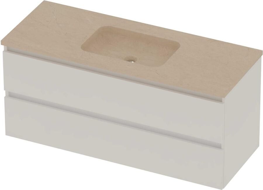 Basic-Line Rocky 46 Badmeubelset Hardsteen 120x46x54 cm R46SSEMW1200 Mat White Sand Stone
