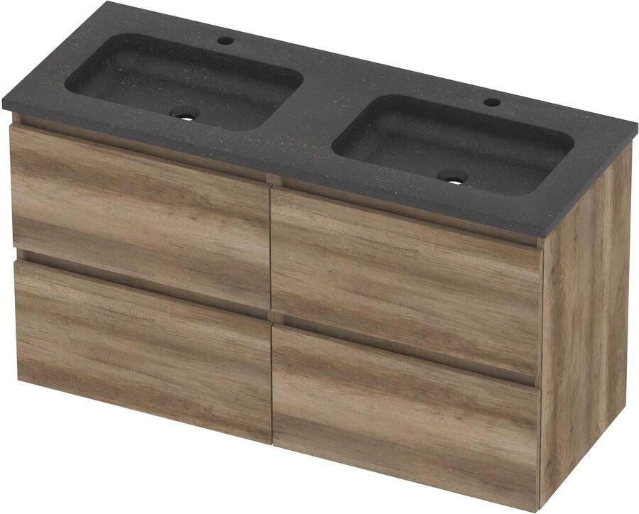 Basic-Line Rocky 46 Badmeubelset Hardsteen 120x46x62 cm R46bscso2x602 Scotch Oak Blue Stone