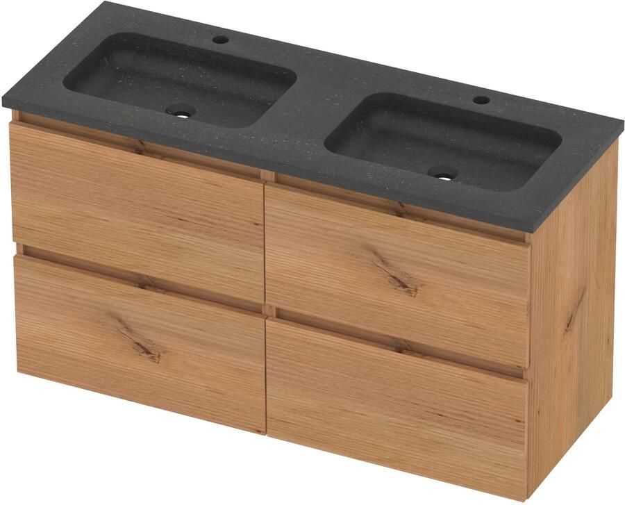 Basic-Line Rocky 46 Badmeubelset Hardsteen 120x46x62 cm R46bscwo2x602 Whisky Oak Blue Stone
