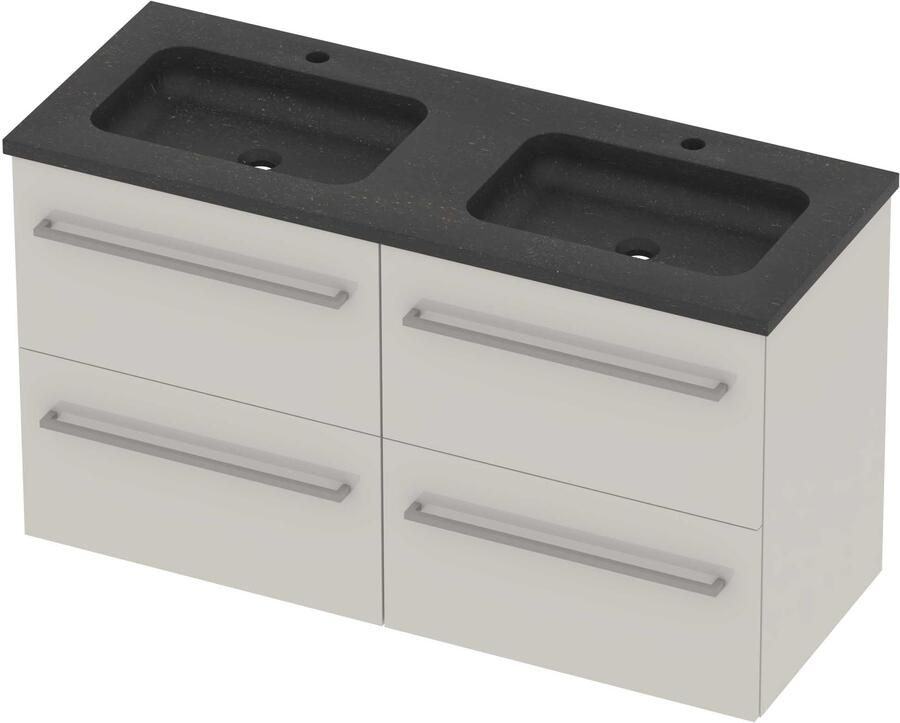 Basic-Line Rocky 46 Badmeubelset Hardsteen 120x46x62 cm R46bsdhw2x602 Ice White Blue Stone