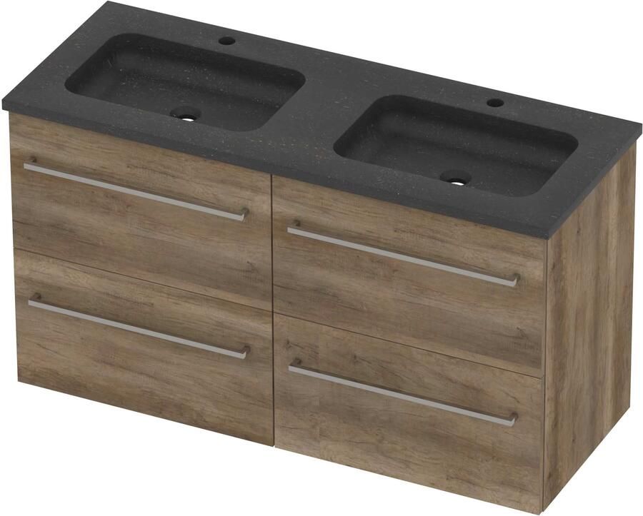 Basic-Line Rocky 46 Badmeubelset Hardsteen 120x46x62 cm R46bsdso2x602 Scotch Oak Blue Stone