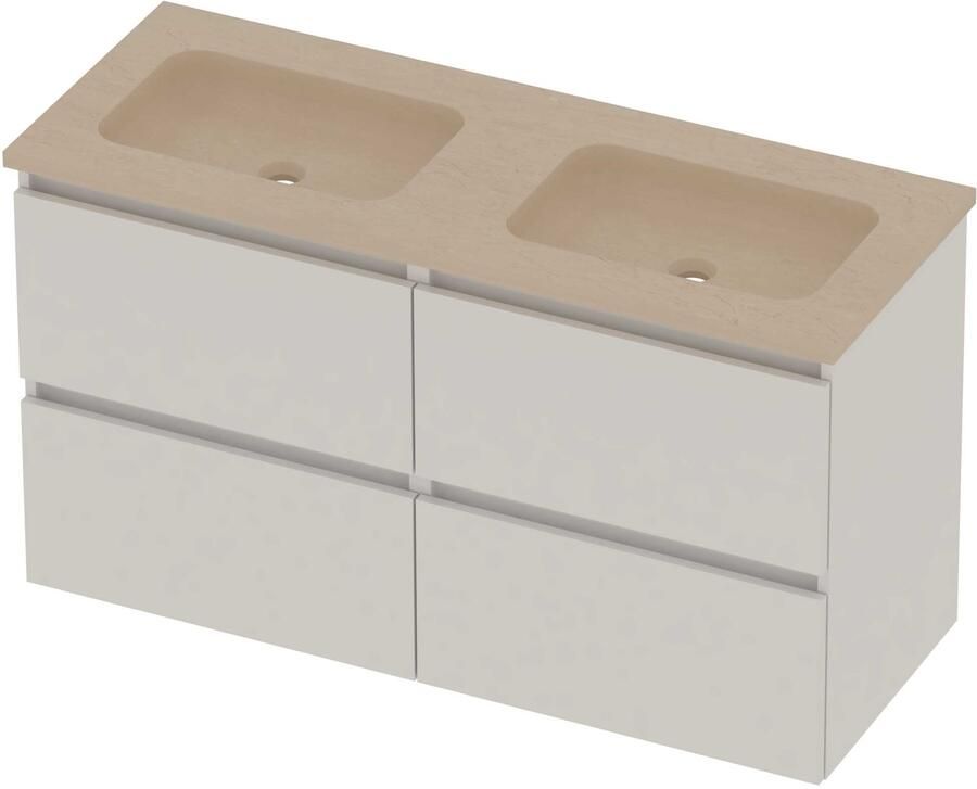 Basic-Line Rocky 46 Badmeubelset Hardsteen 120x46x62 cm R46sschw2x600 Ice White Sand Stone