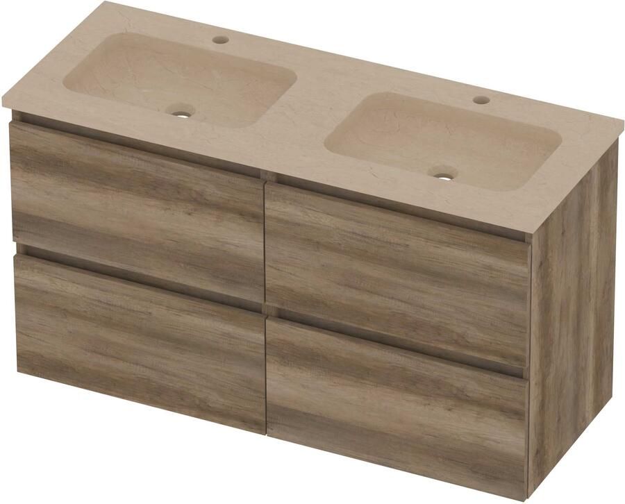 Basic-Line Rocky 46 Badmeubelset Hardsteen 120x46x62 cm R46sscso2x602 Scotch Oak Sand Stone