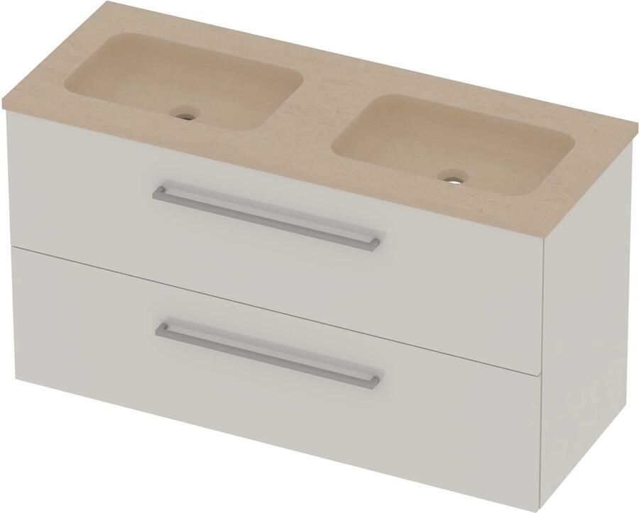 Basic-Line Rocky 46 Badmeubelset Hardsteen 120x46x62 cm R46SSDHW120D0 Ice White Sand Stone