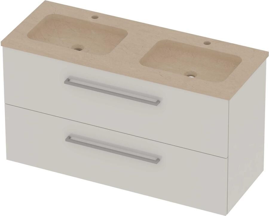 Basic-Line Rocky 46 Badmeubelset Hardsteen 120x46x62 cm R46SSDHW120D2 Ice White Sand Stone