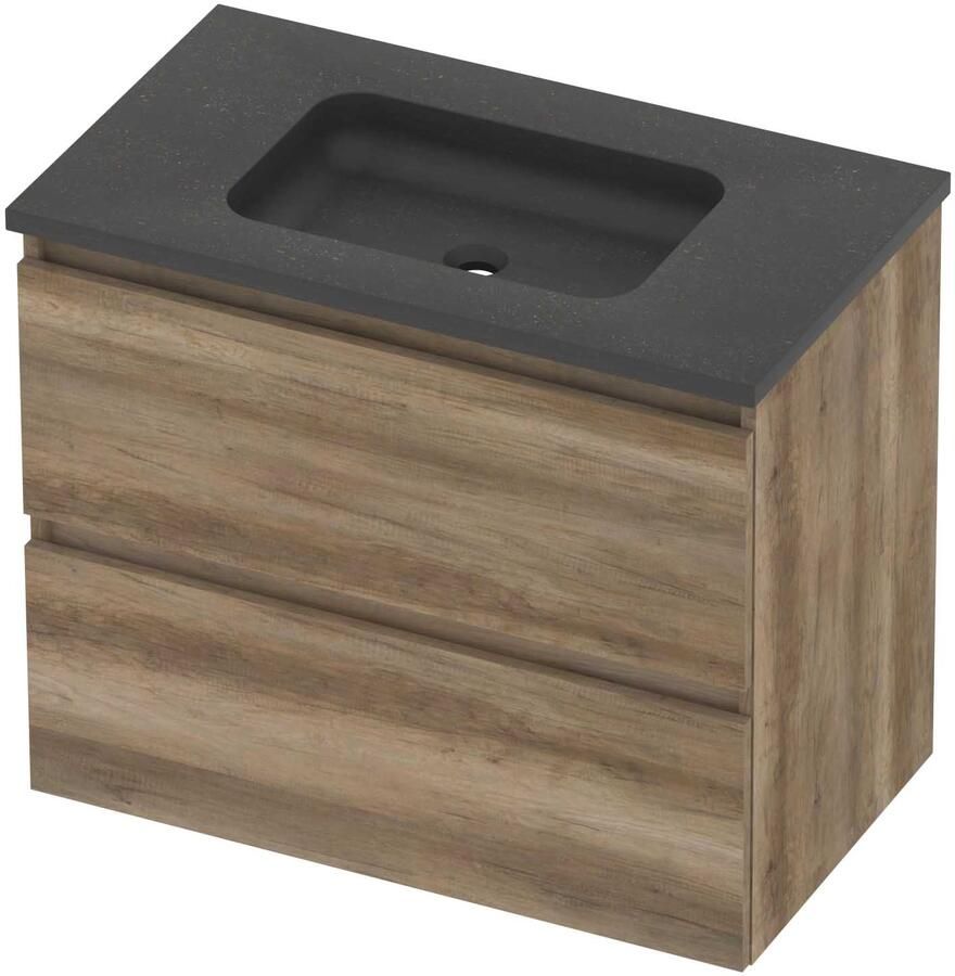Basic-Line Rocky 46 Badmeubelset Hardsteen 80x46x62 cm Scotch Oak Blue Stone