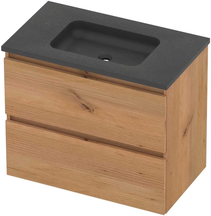 Basic-Line Rocky 46 Badmeubelset Hardsteen 80x46x62 cm Whisky Oak Blue Stone