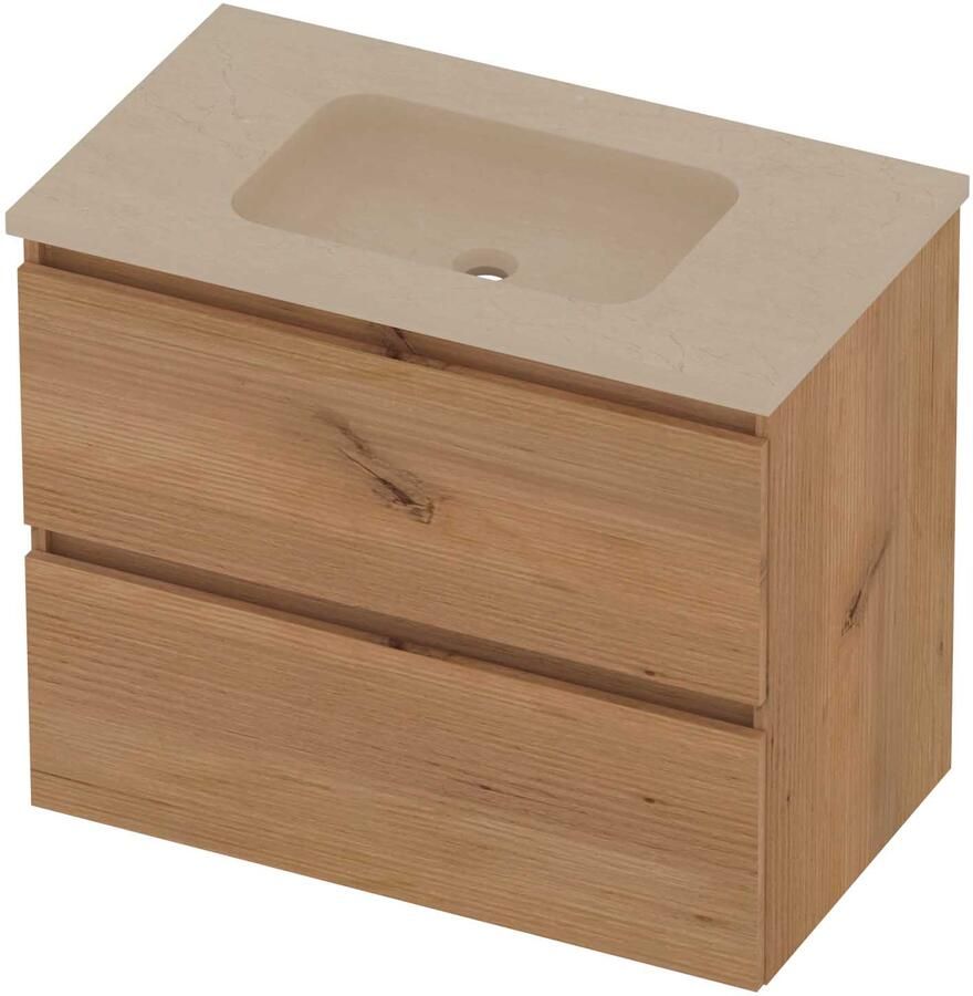 Basic-Line Rocky 46 Badmeubelset Hardsteen 80x46x62 cm Whisky Oak Sand Stone