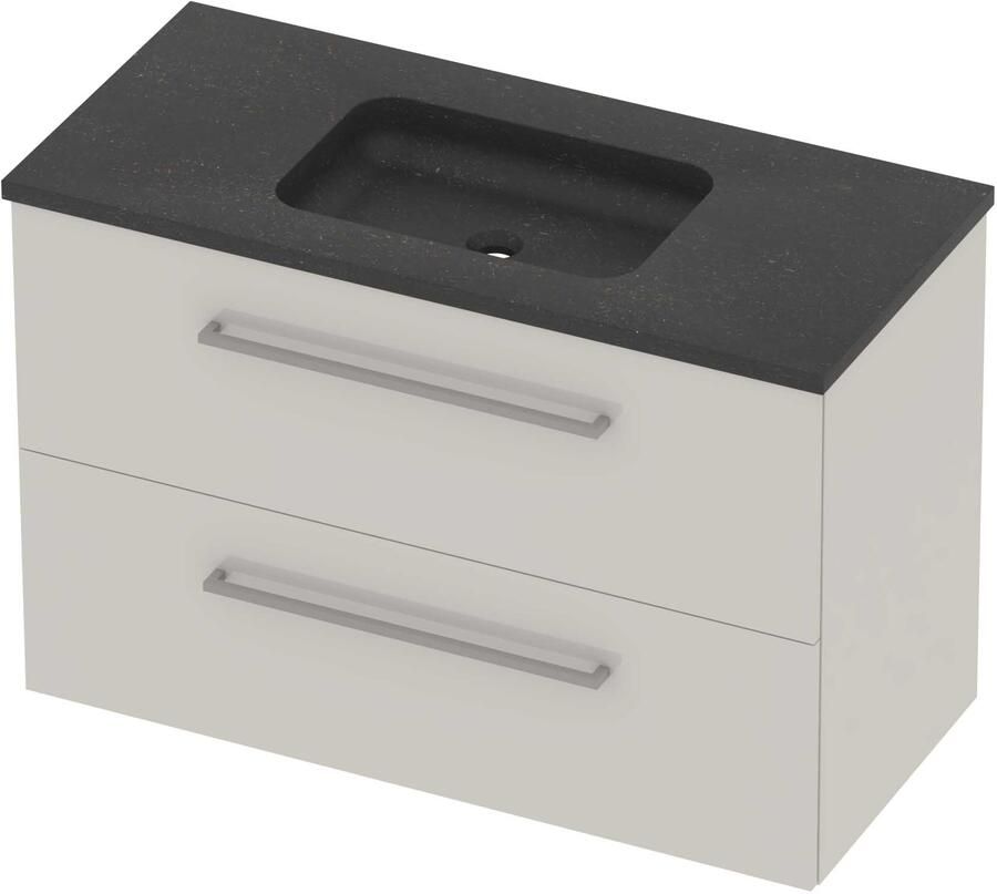 Basic-Line Rocky 46 Badmeubelset Hardsteen Midden 100x46x62 cm Ice White Blue Stone