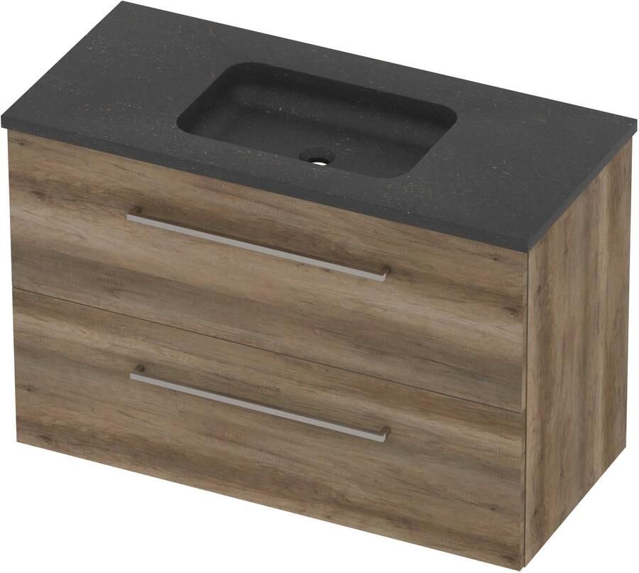 Basic-Line Rocky 46 Badmeubelset Hardsteen Midden 100x46x62 cm Scotch Oak Blue Stone