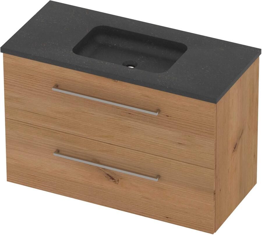 Basic-Line Rocky 46 Badmeubelset Hardsteen Midden 100x46x62 cm Whisky Oak Blue Stone